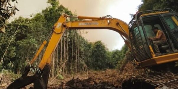 PT Rimba Hutani Mas membangun sekat bakar di wilayah Hutan Produksi Kabupaten Musi Banyuasin, Sumatera Selatan. (Foto: dok PT RHM)

