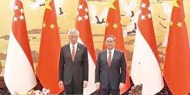 PM Lee Hsien Loong dengan PM Lie Qiang