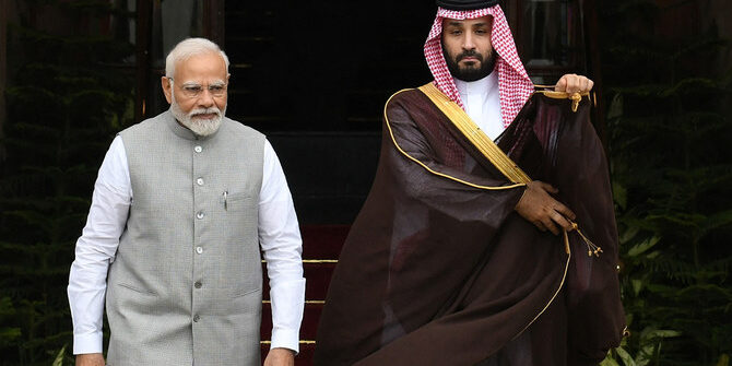 PM Narendra Modi bersama  Putra Mahkota Mohammed bin Salman