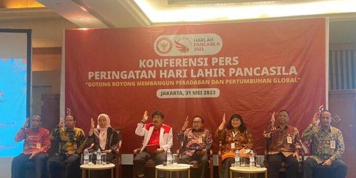 Konferensi pers BPIP di Hotel Aryaduta, Menteng, Jakarta Pusat, Rabu (31/5/2023) 


