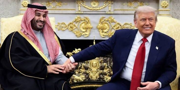Putra Mahkota dan PM Saudi Mohammed bin Salman dengan Presiden Trump