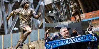Patung Maradona Diarak di Naples