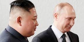Pemimpin Korut Kim Jong Un dengan Presiden Putin