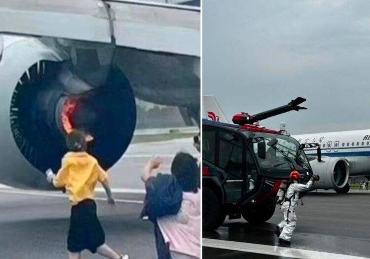 Pesawat Air China terbakar di runway
