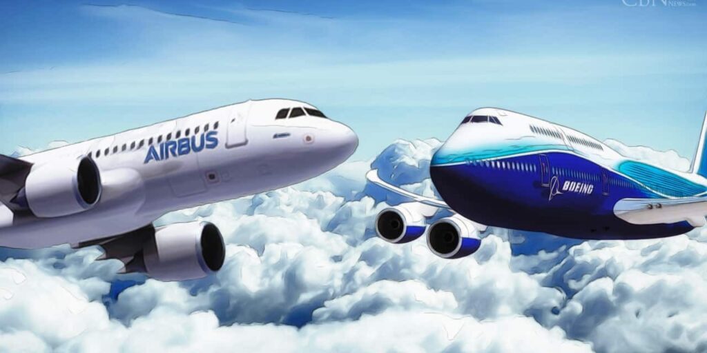 Pesawat Airbus dengan Boeing