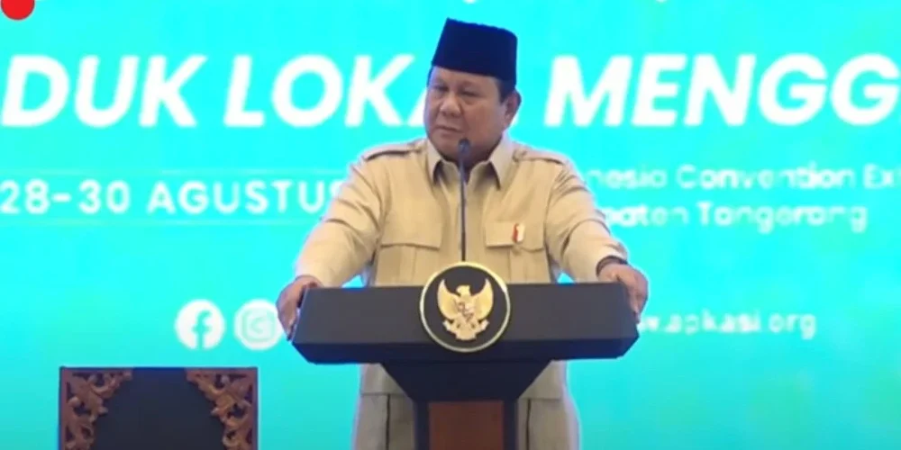 Presiden Prabowo Subianto meresmikan pembukaan APKASI Otonomi Expo 2025 di Tangerang, Banten pada Kamis (28/8/2025).

