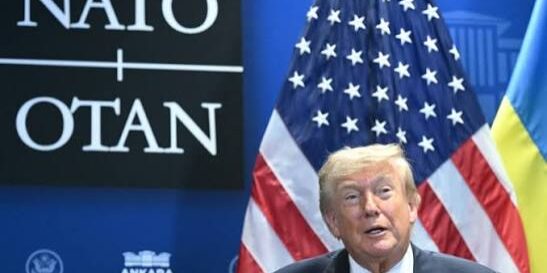 Presiden AS Donald Trump pidato di KTT NATO