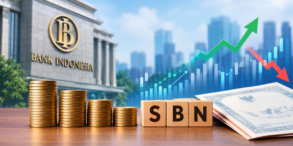 Ilustrasi pergerakan pasar SBN di tengah kebijakan suku bunga Bank Indonesia (BI).