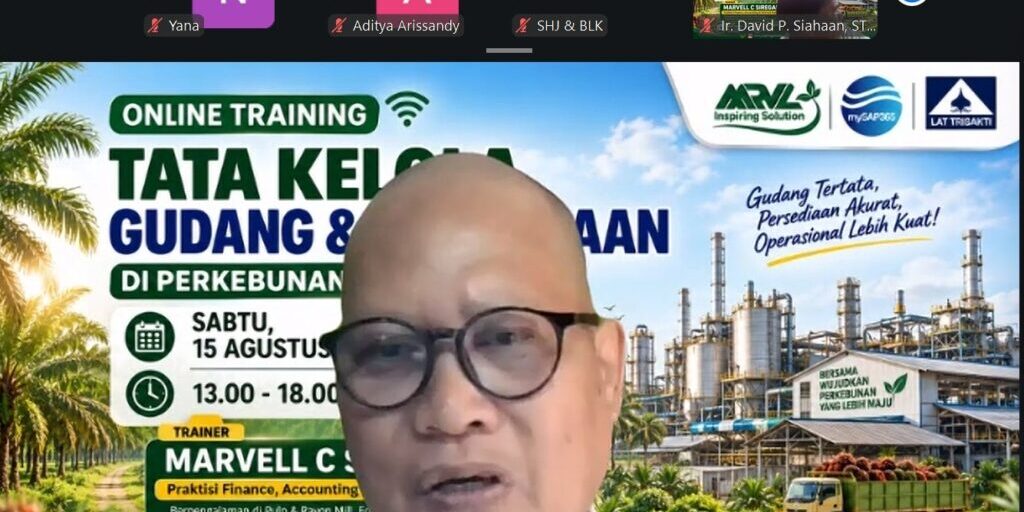 Marvell C. Siregar  menjadi narasumber di Kegiatan Online Training “Tata Kelola Gudang & Persediaan” yang diselenggarakan oleh MRVL Inspiring Solution (15/8/2026)