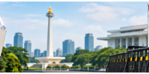 Ilustrasi aksi demonstrasi di Jakarta dengan pengamanan aparat menjelang unjuk rasa BEM UI dan Komite SADAR.