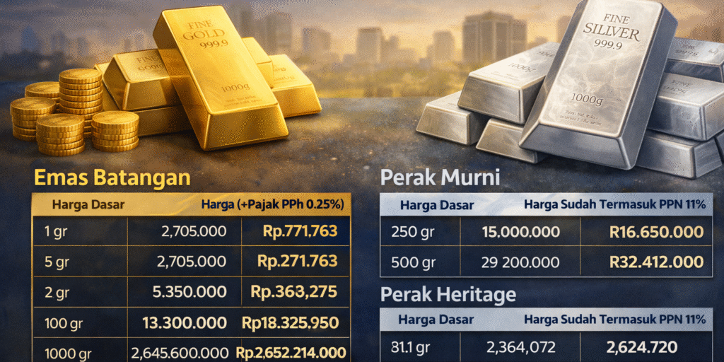 ilustrasi emas dan perak