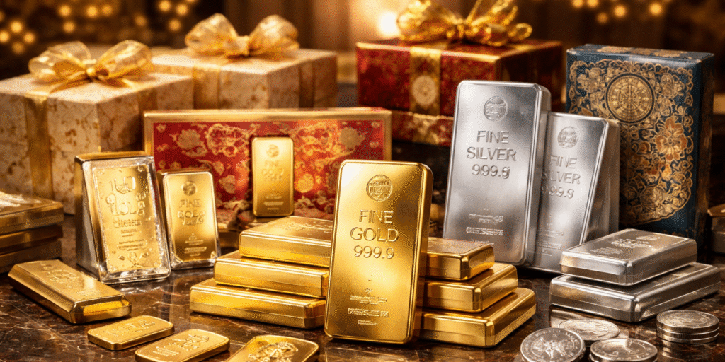 ilustrasi emas dan perak