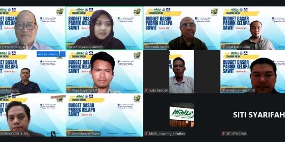 Para peserta online training bertajuk Budget Dasar Pabrik Kelapa Sawit pada 14 hingga 15 Februari 2026