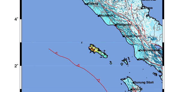Foto: Gempa Bumi Tektonik dengan magnitudo M6,3 di Simeulie, Aceh, tidak berpotensi tsunami. (Dok. BMKG)

