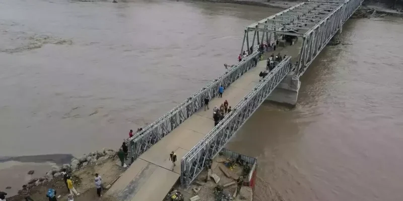 Jembatan Bailey Teupin Mane di Kecamatan Juli, Bireuen, selesai dibangun dan mulai dibuka untuk umum, Minggu (14/12/2025) I Dok. Humas Pemerintah Aceh