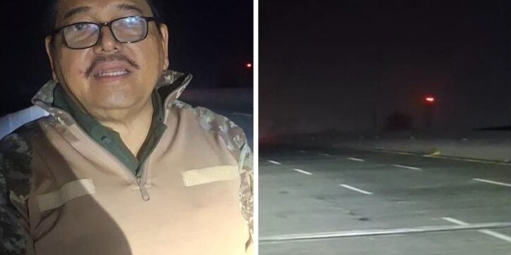 Parlindungan Purba ketika berada di lokasi jalan arteri menuju Bandara Internasional Kualanamu (KNO) tampak gelap gulita