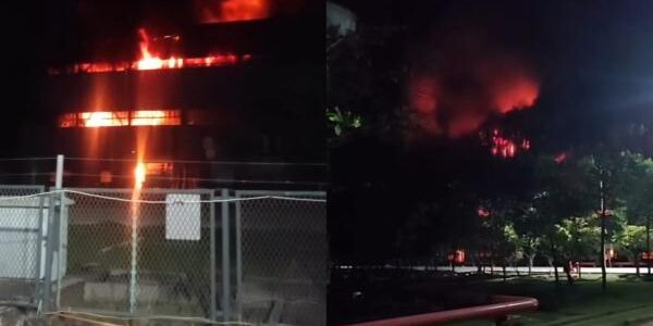 PLTU Labuhan Angin Meledak dan Terbakar Hebat (Foto: Tangkap Layar video)

