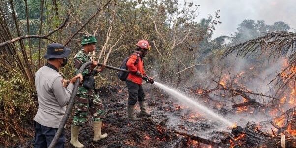 Bersatu padamkan Karhutla, PT Arara Abadi, TNI/Polri dan masyarakat di Kabupaten Siak, Provinsi Riau. (Foto: dok. PT Arara Abadi)

