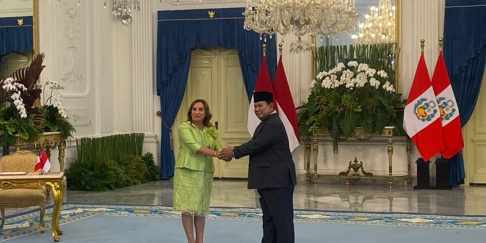 Presiden Prabowo Subianto menerima Presiden Republik Peru, Dina Ercilia Boluarte Zegarra di Istana Merdeka, Jakarta, pada Senin, (11/8/2025)

