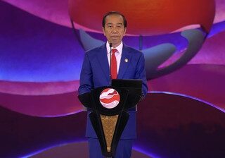 Presiden RI Joko Widodo pada pidato penutupan Konferensi Tingkat Tinggi ke-43 Asean di Plenary Hall Jakarta Convention Center (JCC), Jakarta, Kamis (7/9/2023)