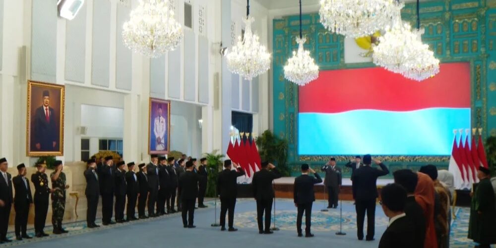 Pelantikan Menteri dan Wamen Negara Kabinet Merah Putih Sisa Masa Jabatan 2024-2029 di Istana Kepresidenan, Senin (8/9/2025). (Foto: Tangkapan layar Youtube Setpres RI)