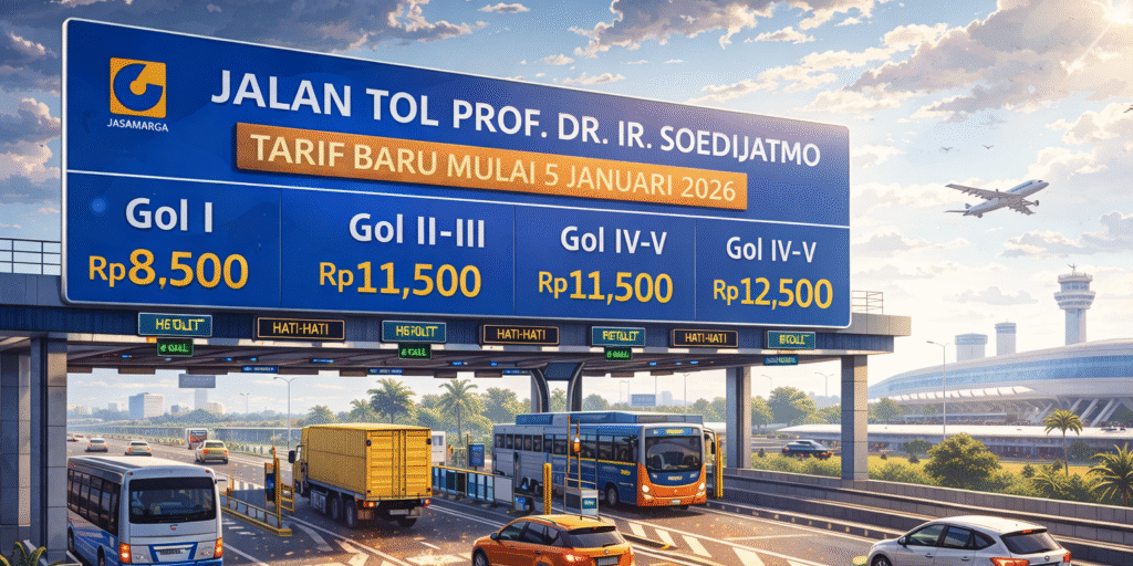 TOL BANDARA - Tarif Tol Sedyatmo naik mulai 5 Januari 2026. 


